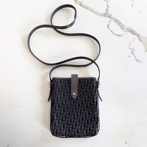 Christian Dior Black Trotter Diorissimo Crossbody Pouch Bag